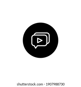 Video comment icon in black round style. Vector icon pixel perfect