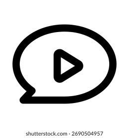 Video Comment Icon, Creative Outline Design for Feedback, Chat, and Interaction