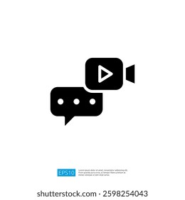 Video Communication Icon Illustrating Chat and Multimedia Interaction in Digital Media Platforms with Speech Bubbles