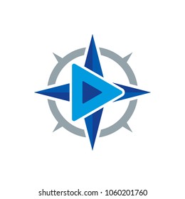 Video Compass Logo Icon Design