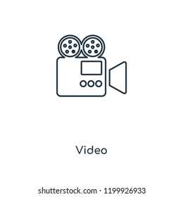 Video concept line icon. Linear Video concept outline symbol design. This simple element illustration can be used for web and mobile UI/UX.