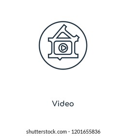 Video concept line icon. Linear Video concept outline symbol design. This simple element illustration can be used for web and mobile UI/UX.