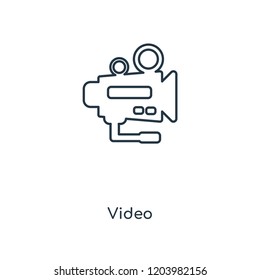 Video concept line icon. Linear Video concept outline symbol design. This simple element illustration can be used for web and mobile UI/UX.