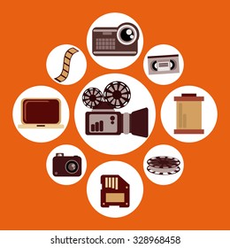 Video concept with  movie icons design, vector illustration 10 eps graphic.