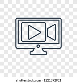 Video concept vector linear icon isolated on transparent background, Video concept transparency concept in outline style