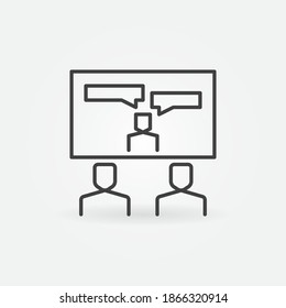 Video Conference or Business Communication vector concept icon or symbol in thin line style