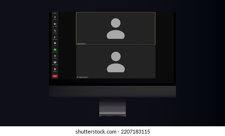 Video conference calls window overlay. Video calls window overlay. Video conferencing window overlay. Mockup of remote conversation. Vector UI screen.