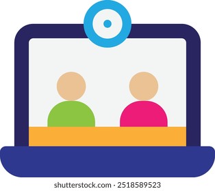 Video Conference Communication Icon Vector Flat Illustration