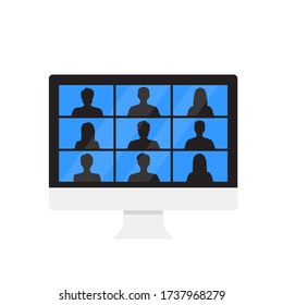 Video conference, communication online. Video call conferencing. Personal anonymity online. Vector.