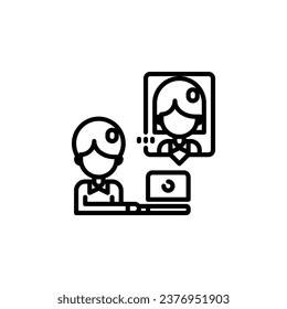 Video conference and communication, online education outline icon. Vector illustration. The isolated icon suits the web, infographics, interfaces, and apps.
