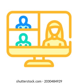 Videokonferenz Computer-Software-Farbsymbol Vektorgrafik. Videokonferenz-Computersoftware-Zeichen. einzelne Symbolillustration