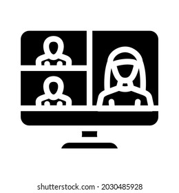 vector de icono de glifo de software de videoconferencia. señal de software de videoconferencia. símbolo de contorno aislado ilustración negra