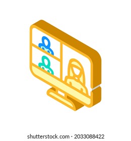 video conference computer software isometric icon vector. video conference computer software sign. isolated symbol illustration