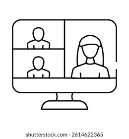 video conference computer software line icon vector. video conference computer software sign. isolated contour symbol black illustration