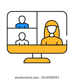 video conference computer software line icon vector. video conference computer software sign. isolated symbol illustration