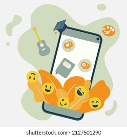 Video conference concept on a mobile phone.