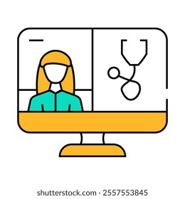 video conference with doctor line icon vector. video conference with doctor sign. isolated symbol illustration