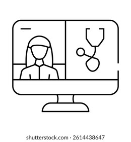 video conference with doctor line icon vector. video conference with doctor sign. isolated contour symbol black illustration