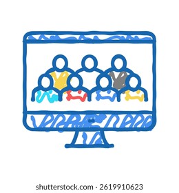 video conference doodle icon sketch vector. video conference sign. isolated symbol illustration