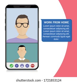 Video conference during COVID-19 Coronavirus outbreak, people using technology work at home remotely concept,  teammate working remotely using smartphone or mobile phone for meeting.