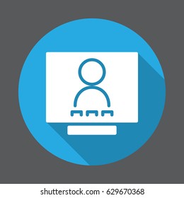 Video Conference flat icon. Round colorful button, circular vector sign with long shadow effect. Flat style design