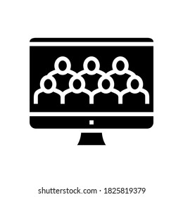 video conference glyph icon vector. video conference sign. isolated contour symbol black illustration