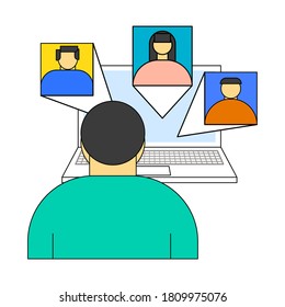 Video conference with group or community vector illustration