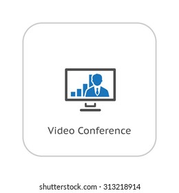 Video Conference Icon. Business Concept. Flat Design. Isolated Illustration.