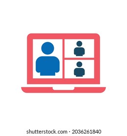 icono de videoconferencia, vector de chat de vídeo, ilustración de videollamadas