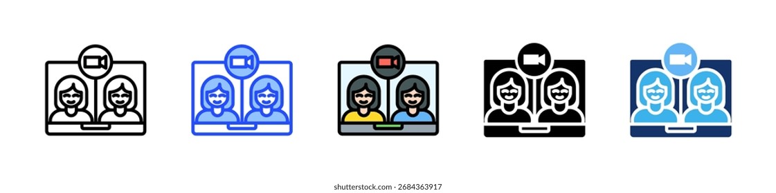 Video Conference Icon Collection With Multiple Styles