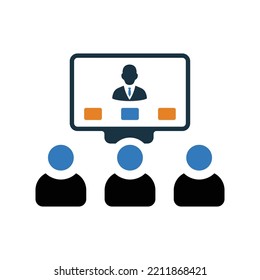 Video conference icon. Editable vector logo.