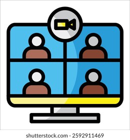 Video Conference Icon Element For Design