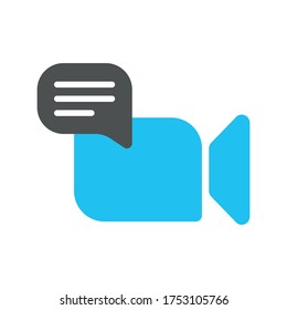 
Video conference icon. Home Office . Digital communication. Online educational media. Video icon.