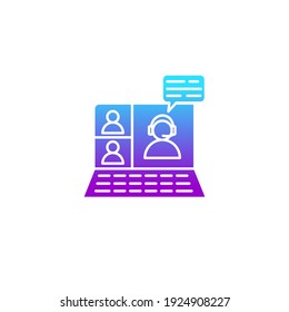 Hand Drawn Video Conference Laptop Meeting Stock Vector (Royalty Free