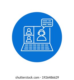 	
Video conference icon. Home office in quarantine times.  People on computer screen. Digital communication.vector illustration