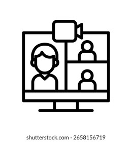Ilustração de vetor de linha de ícone de videoconferência