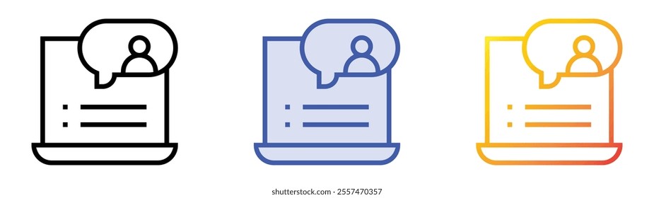 video conference icon. Linear, Blue Fill and Gradient Style Design Isolated On White Background
