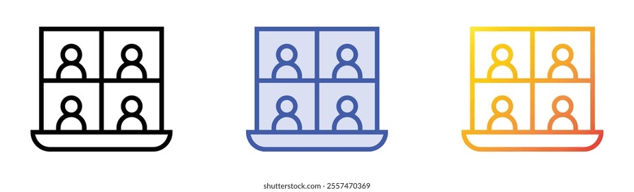 video conference icon. Linear, Blue Fill and Gradient Style Design Isolated On White Background