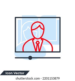 Video conference icon logo vector illustration. video lesson symbol template for graphic and web design collection