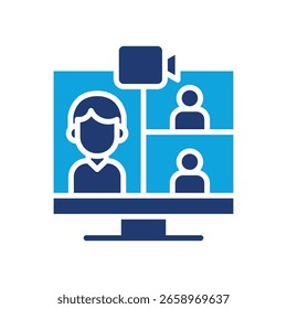 Ilustração de vetor misto de ícone de videoconferência