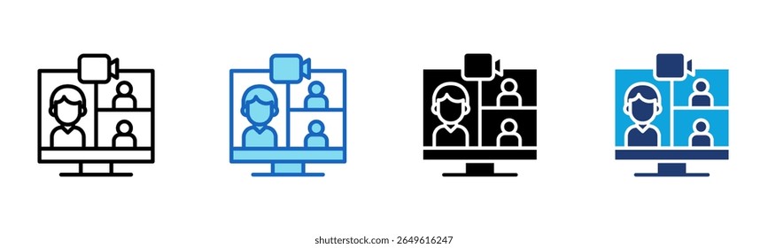 Ícone de videoconferência Ilustração de vetor de vários estilos