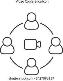 video conference icon on white background, meeting outline icon concept