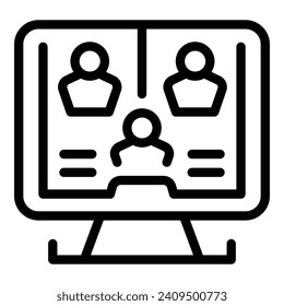 Video conference icon outline vector. Online education. School computer