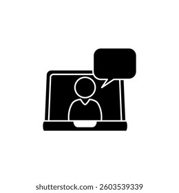 Video conference icon. People on computer screen, simple flat style, illustration, logo sign symbol pictogram template, for ui or ux isolated on white for mobile app, editable