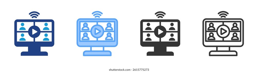 Video Conference icon set multiple style collection
