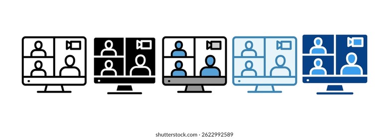 Video Conference Icon Set Multiple Style Collection