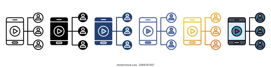 Video Conjunto de iconos de conferencia con varios estilos