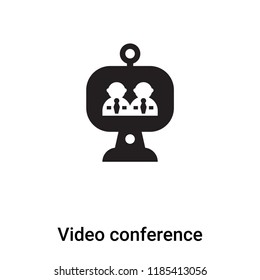 Video conference icon vector isolated on white background, logo concept of Video conference sign on transparent background, filled black symbol