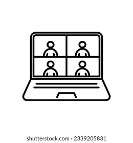 video conference icon vector in line style