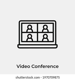 video conference icon vector. Linear style sign for mobile concept and web design. video conference symbol illustration. Pixel vector graphics - Vector.